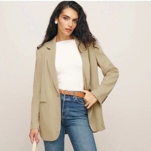 Reformation Classic Relaxed Blazer Khaki Preppy Poet Academia Size Small
